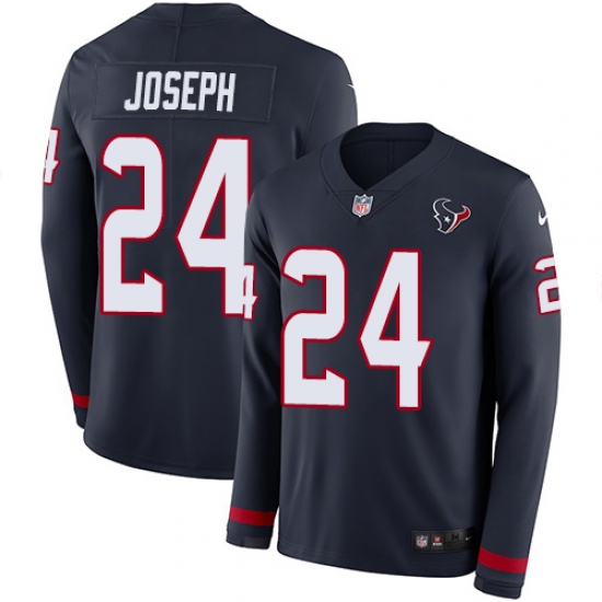 Nike Texans #24 Johnathan Joseph Navy Blue Team Color Men Stitched NFL Limited Therma Long Sleeve Jersey Nike Texans #24 Johnathan Joseph Navy Blue Team Color Men Stitched NFL Limited Therma Long Sleeve Jersey