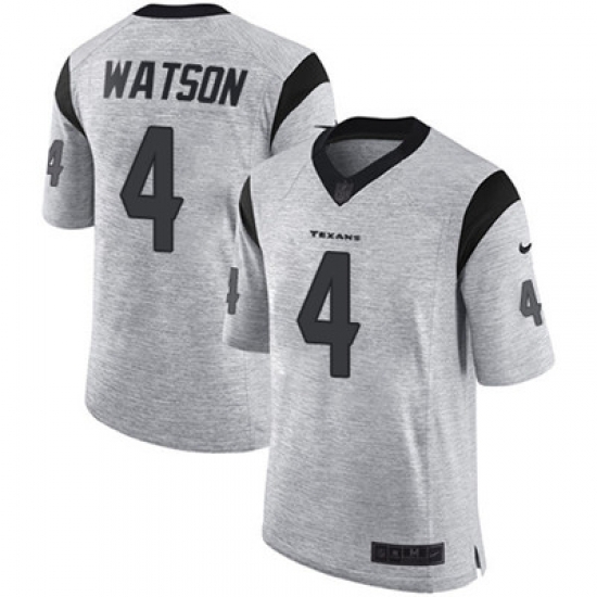 Nike Texans #4 Deshaun Watson Gray Mens Stitched NFL Limited Gridiron Gray II Jersey Nike Texans #4 Deshaun Watson Gray Mens Stitched NFL Limited Gridiron Gray II Jersey
