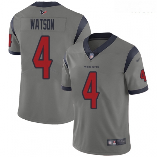 Texans 4 Deshaun Watson Gray Men Stitched Football Limited Inverted Legend Jersey Texans 4 Deshaun Watson Gray Men Stitched Football Limited Inverted Legend Jersey