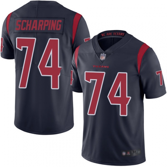 Texans 74 Max Scharping Navy Blue Men Stitched Football Limited Rush Jersey Texans 74 Max Scharping Navy Blue Men Stitched Football Limited Rush Jersey