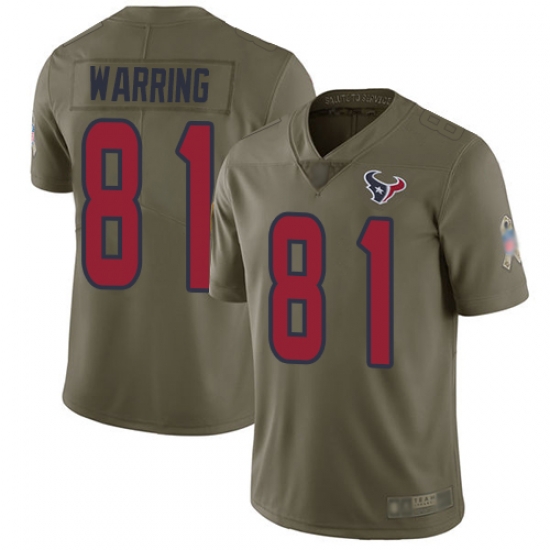Texans 81 Kahale Warring Olive Men Stitched Football Limited 2017 Salute To Service Jersey Texans 81 Kahale Warring Olive Men Stitched Football Limited 2017 Salute To Service Jersey