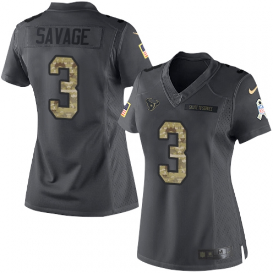 Nike Texans #3 Tom Savage Black Womens Stitched NFL Limited 2016 Salute to Service Jersey Nike Texans #3 Tom Savage Black Womens Stitched NFL Limited 2016 Salute to Service Jersey