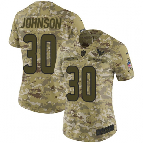 Nike Texans #30 Kevin Johnson Camo Women Stitched NFL Limited 2018 Salute to Service Jersey Nike Texans #30 Kevin Johnson Camo Women Stitched NFL Limited 2018 Salute to Service Jersey