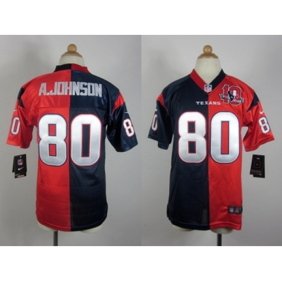 Nike Women Houston Texans #80 Andre Johnson blue-red jerseys(Elite split 10th patch) Nike Women Houston Texans #80 Andre Johnson blue-red jerseys(Elite split 10th patch)