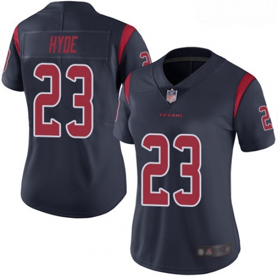 Texans #23 Carlos Hyde Navy Blue Women Stitched Football Limited Rush Jersey Texans #23 Carlos Hyde Navy Blue Women Stitched Football Limited Rush Jersey