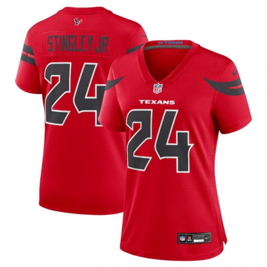 Women Houston Texans 24 Derek Stingley Jr Red 2024 Alternate Stitched Jersey Women Houston Texans 24 Derek Stingley Jr Red 2024 Alternate Stitched Jersey