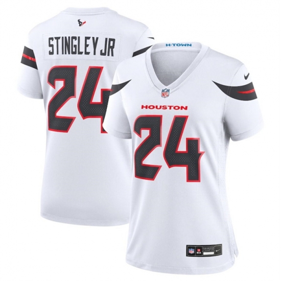 Women Houston Texans 24 Derek Stingley Jr White 2024 Stitched Jersey Women Houston Texans 24 Derek Stingley Jr White 2024 Stitched Jersey