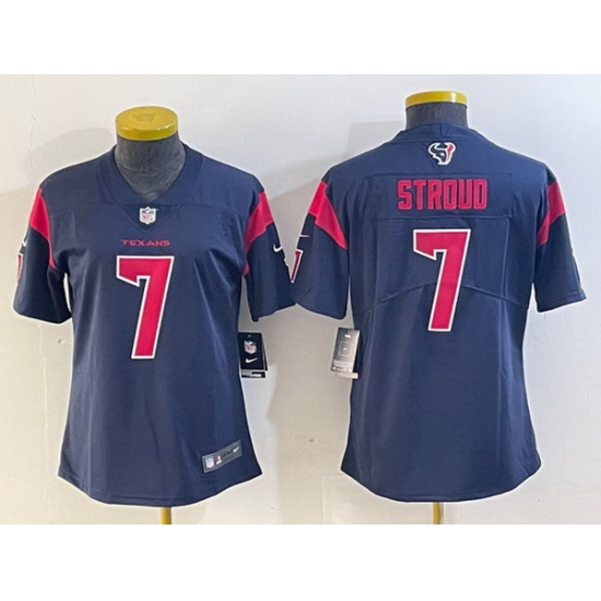 Women Houston Texans 7 C J Stroud Navy Color Rush Vapor Untouchable Limited Stitched Jersey Women Houston Texans 7 C J Stroud Navy Color Rush Vapor Untouchable Limited Stitched Jersey
