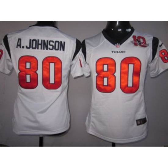 Women Nike Houston Texans #80 Andre Johnson White Nike NFL Jerseys W 10th Patch Women Nike Houston Texans #80 Andre Johnson White Nike NFL Jerseys W 10th Patch