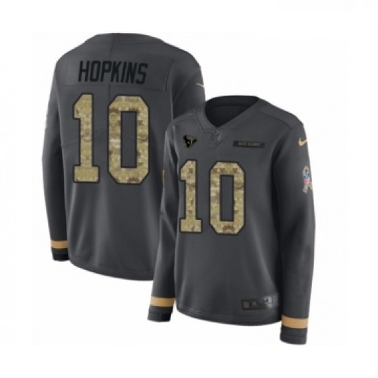 Womens Nike Houston Texans 10 DeAndre Hopkins Limited Black Salute to Service Therma Long Sleeve NFL Jersey Womens Nike Houston Texans 10 DeAndre Hopkins Limited Black Salute to Service Therma Long Sleeve NFL Jersey