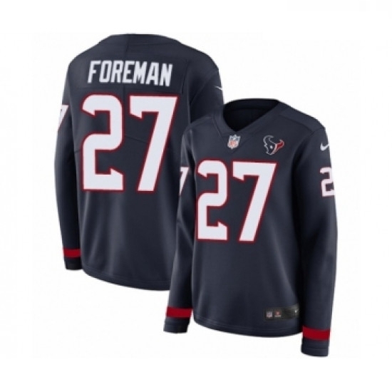 Womens Nike Houston Texans 27 DOnta Foreman Limited Navy Blue Therma Long Sleeve NFL Jerse Womens Nike Houston Texans 27 DOnta Foreman Limited Navy Blue Therma Long Sleeve NFL Jerse