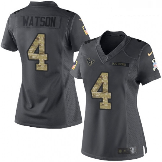 Womens Nike Houston Texans 4 Deshaun Watson Limited Black 2016 Salute to Service NFL Jersey Womens Nike Houston Texans 4 Deshaun Watson Limited Black 2016 Salute to Service NFL Jersey