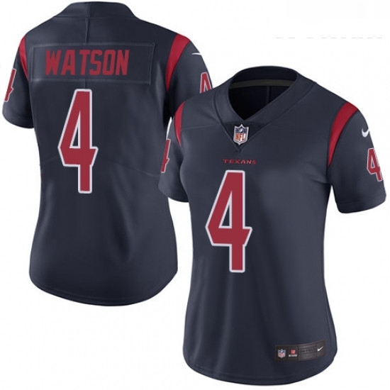 Womens Nike Houston Texans 4 Deshaun Watson Limited Navy Blue Rush Vapor Untouchable NFL Jersey Womens Nike Houston Texans 4 Deshaun Watson Limited Navy Blue Rush Vapor Untouchable NFL Jersey
