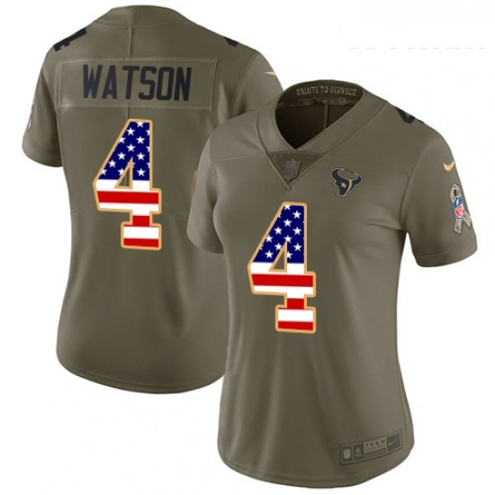 Womens Nike Houston Texans 4 Deshaun Watson Limited OliveUSA Flag 2017 Salute to Service NFL Jersey Womens Nike Houston Texans 4 Deshaun Watson Limited OliveUSA Flag 2017 Salute to Service NFL Jersey