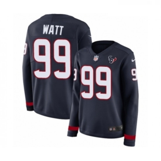 Womens Nike Houston Texans 99 JJ Watt Limited Navy Blue Therma Long Sleeve NFL Jersey Womens Nike Houston Texans 99 JJ Watt Limited Navy Blue Therma Long Sleeve NFL Jersey