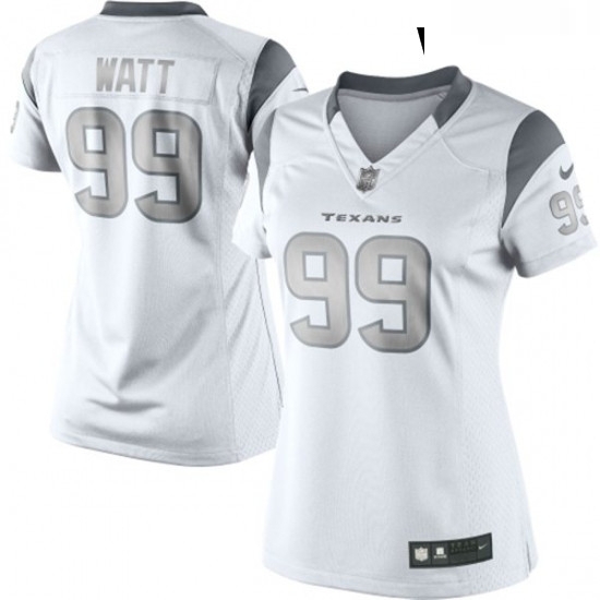 Womens Nike Houston Texans 99 JJ Watt Limited White Platinum NFL Jersey Womens Nike Houston Texans 99 JJ Watt Limited White Platinum NFL Jersey