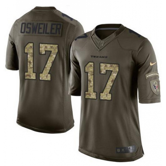 Nike Texans #17 Brock Osweiler Green Youth Stitched NFL Limited Salute to Service Jersey Nike Texans #17 Brock Osweiler Green Youth Stitched NFL Limited Salute to Service Jersey