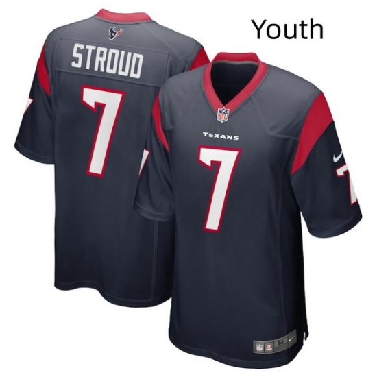 Youth Houston Texans 7 C J Stroud Navy Stitched Game Jersey Youth Houston Texans 7 C J Stroud Navy Stitched Game Jersey