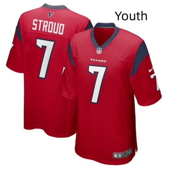 Youth Houston Texans 7 C J Stroud Red Stitched Game Jersey Youth Houston Texans 7 C J Stroud Red Stitched Game Jersey