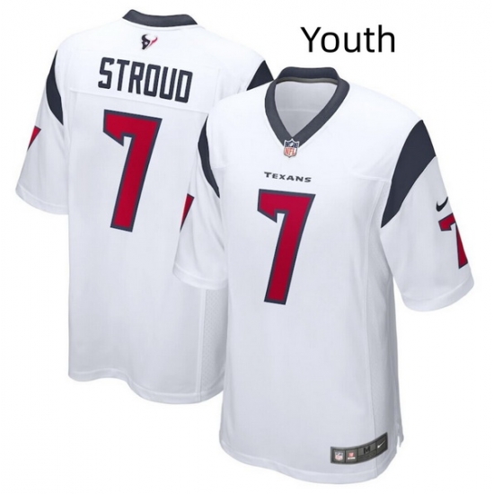 Youth Houston Texans 7 C J Stroud White Stitched Game Jersey Youth Houston Texans 7 C J Stroud White Stitched Game Jersey