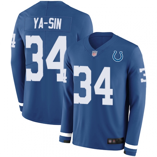 Colts 34 Rock Ya Sin Royal Blue Team Color Men Stitched Football Limited Therma Long Sleeve Jersey Colts 34 Rock Ya Sin Royal Blue Team Color Men Stitched Football Limited Therma Long Sleeve Jersey