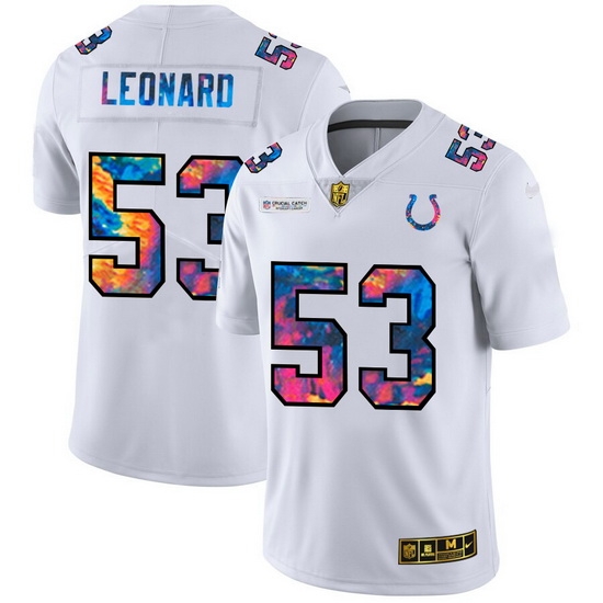 Indianapolis Colts 53 Darius Leonard Men White Nike Multi Color 2020 NFL Crucial Catch Limited NFL Jersey Indianapolis Colts 53 Darius Leonard Men White Nike Multi Color 2020 NFL Crucial Catch Limited NFL Jersey