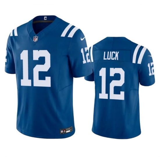 Men Indianapolis Colts 12 Andrew Luck Blue 2023 F U S E Vapor Untouchable Stitched Football Jersey Men Indianapolis Colts 12 Andrew Luck Blue 2023 F U S E Vapor Untouchable Stitched Football Jersey