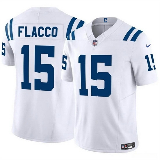 Men Indianapolis Colts 15 Joe Flacco White 2024 F U S E Vapor Limited Stitched Football Jersey Men Indianapolis Colts 15 Joe Flacco White 2024 F U S E Vapor Limited Stitched Football Jersey