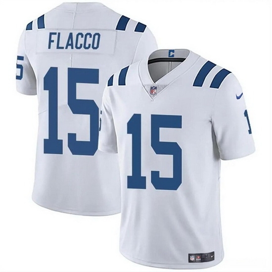 Men Indianapolis Colts 15 Joe Flacco White Vapor Limited Stitched Football Jersey Men Indianapolis Colts 15 Joe Flacco White Vapor Limited Stitched Football Jersey