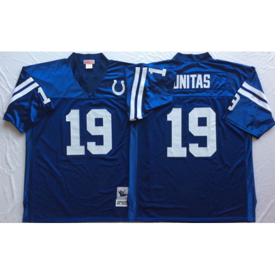 Men Indianapolis Colts 19 Johnny Unitas Blue M&N Throwback Jersey Men Indianapolis Colts 19 Johnny Unitas Blue M&N Throwback Jersey