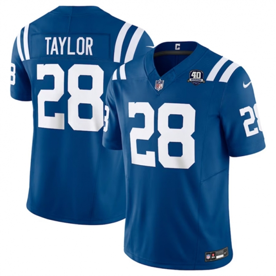 Men Indianapolis Colts 28 Jonathan Taylor Blue 2023 F U S E 40th Anniversary Vapor Untouchable Stitched Football Jersey Men Indianapolis Colts 28 Jonathan Taylor Blue 2023 F U S E 40th Anniversary Vapor Untouchable Stitched Football Jersey
