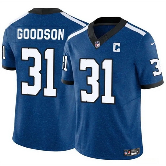 Men Indianapolis Colts 31 Tyler Goodson Blue 2024 F U S E Throwback Vapor Limited Stitched Football Jersey Men Indianapolis Colts 31 Tyler Goodson Blue 2024 F U S E Throwback Vapor Limited Stitched Football Jersey