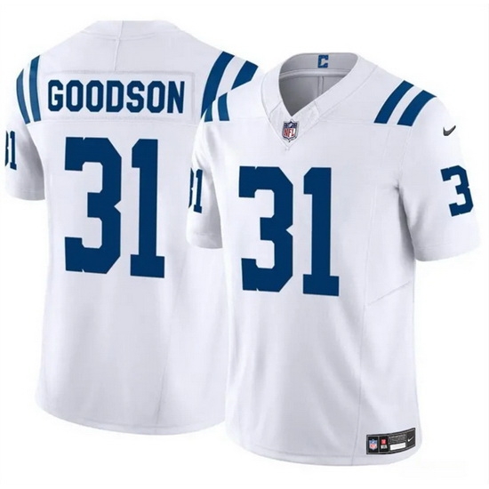 Men Indianapolis Colts 31 Tyler Goodson White 2024 F U S E Vapor Limited Stitched Football Jersey Men Indianapolis Colts 31 Tyler Goodson White 2024 F U S E Vapor Limited Stitched Football Jersey