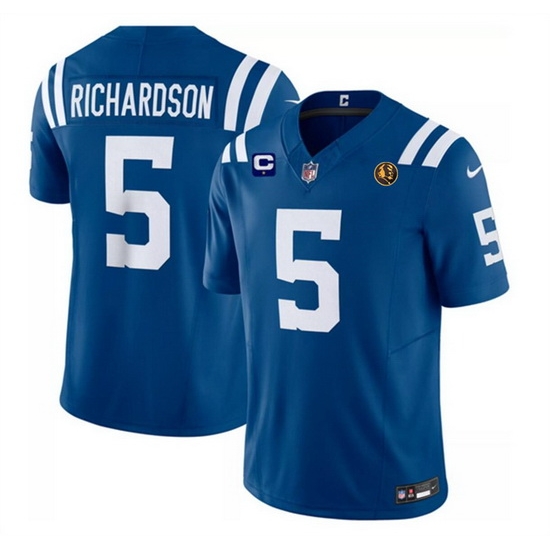 Men Indianapolis Colts 5 Anthony Richardson Blue 2023 F U S E 1 Star C Patch And With John Madden Patch Vapor Limited Stitched Football Jersey Men Indianapolis Colts 5 Anthony Richardson Blue 2023 F U S E 1 Star C Patch And With John Madden Patch Vapor Limited Stitched Football Jersey