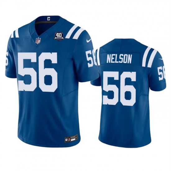 Men Indianapolis Colts 56 Quenton Nelson Blue 2023 F U S E 40th Anniversary Vapor Untouchable Stitched Football Jersey Men Indianapolis Colts 56 Quenton Nelson Blue 2023 F U S E 40th Anniversary Vapor Untouchable Stitched Football Jersey