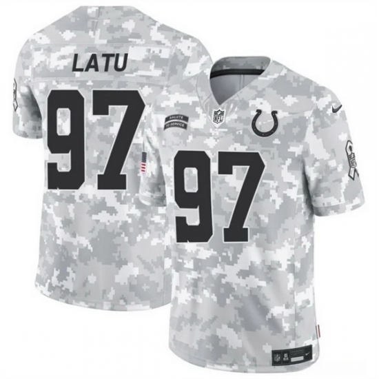 Men Indianapolis Colts 97 Laiatu Latu 2024 F U S E Arctic Camo Salute To Service Limited Stitched Football Jersey Men Indianapolis Colts 97 Laiatu Latu 2024 F U S E Arctic Camo Salute To Service Limited Stitched Football Jersey
