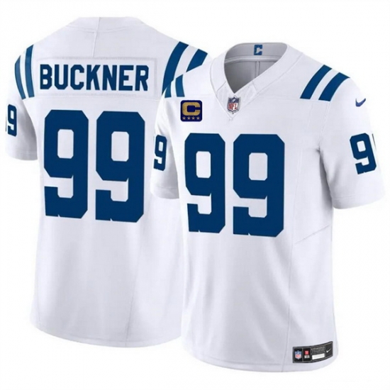 Men Indianapolis Colts 99 DeForest Buckner White 2024 F U S E With 4 Star C Patch Vapor Limited Stitched Football Jersey Men Indianapolis Colts 99 DeForest Buckner White 2024 F U S E With 4 Star C Patch Vapor Limited Stitched Football Jersey
