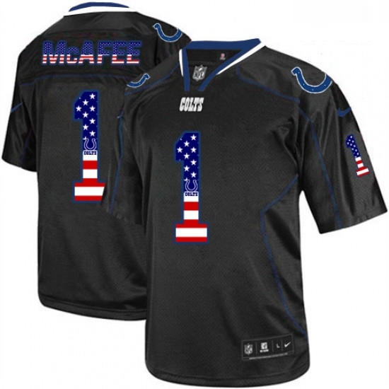 Men Nike Indianapolis Colts 1 Pat McAfee Elite Black USA Flag Fashion NFL Jersey Men Nike Indianapolis Colts 1 Pat McAfee Elite Black USA Flag Fashion NFL Jersey