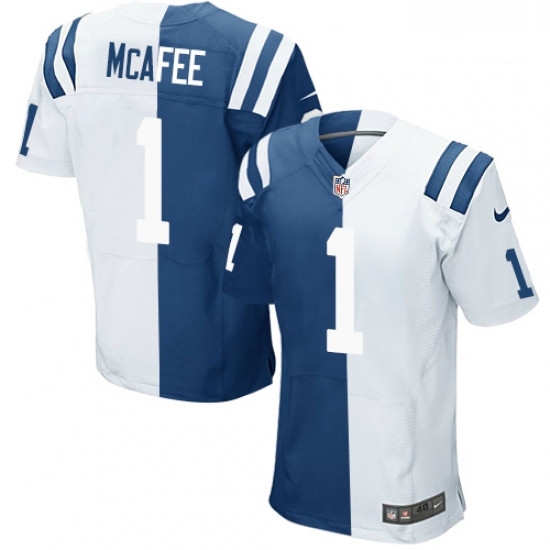 Men Nike Indianapolis Colts 1 Pat McAfee Elite Royal BlueWhite Split Fashion NFL Jersey Men Nike Indianapolis Colts 1 Pat McAfee Elite Royal BlueWhite Split Fashion NFL Jersey