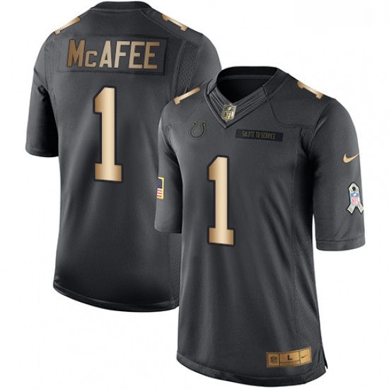 Men Nike Indianapolis Colts 1 Pat McAfee Limited BlackGold Salute to Service NFL Jersey Men Nike Indianapolis Colts 1 Pat McAfee Limited BlackGold Salute to Service NFL Jersey