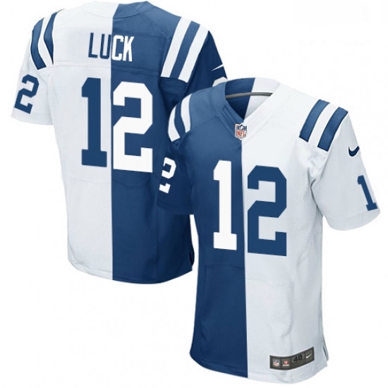 Men Nike Indianapolis Colts 12 Andrew Luck Elite Royal BlueWhite Split Fashion NFL Jersey Men Nike Indianapolis Colts 12 Andrew Luck Elite Royal BlueWhite Split Fashion NFL Jersey