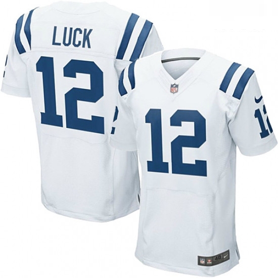 Men Nike Indianapolis Colts 12 Andrew Luck Elite White NFL Jersey Men Nike Indianapolis Colts 12 Andrew Luck Elite White NFL Jersey