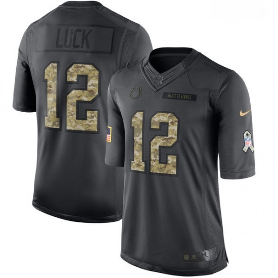 Men Nike Indianapolis Colts 12 Andrew Luck Limited Black 2016 Salute to Service NFL Jersey Men Nike Indianapolis Colts 12 Andrew Luck Limited Black 2016 Salute to Service NFL Jersey