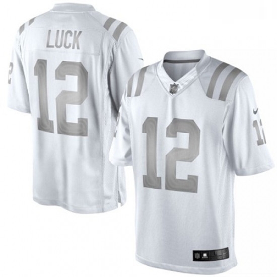 Men Nike Indianapolis Colts 12 Andrew Luck Limited White Platinum NFL Jersey Men Nike Indianapolis Colts 12 Andrew Luck Limited White Platinum NFL Jersey