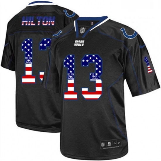 Men Nike Indianapolis Colts 13 TY Hilton Elite Black USA Flag Fashion NFL Jersey Men Nike Indianapolis Colts 13 TY Hilton Elite Black USA Flag Fashion NFL Jersey