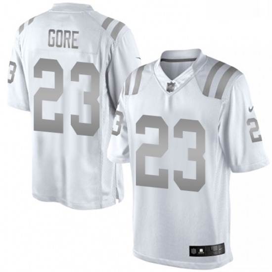 Men Nike Indianapolis Colts 23 Frank Gore Limited White Platinum NFL Jersey Men Nike Indianapolis Colts 23 Frank Gore Limited White Platinum NFL Jersey