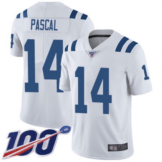 Men Zach Pascal Limited Road Jersey 14 Football Indianapolis Colts White 100th Men Zach Pascal Limited Road Jersey 14 Football Indianapolis Colts White 100th