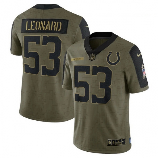Men's Indianapolis Colts Darius Leonard Nike Olive 2021 Salute To Service Limited Player Jersey Men's Indianapolis Colts Darius Leonard Nike Olive 2021 Salute To Service Limited Player Jersey