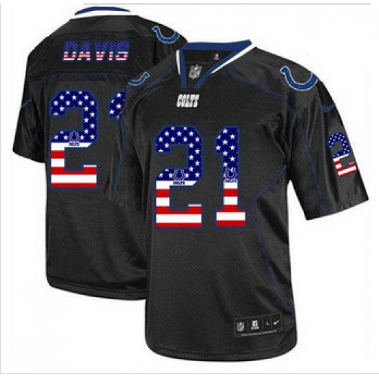 New Indianapolis Colts #21 Vontae Davis Black Men' Stitched NFL Elite USA Flag Fashion Jersey New Indianapolis Colts #21 Vontae Davis Black Men' Stitched NFL Elite USA Flag Fashion Jersey