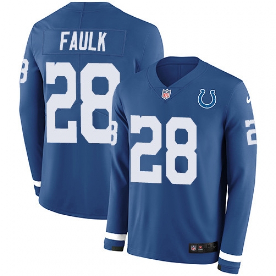 Nike Colts 28 Marshall Faulk Royal Blue Team Color Men s Stitched NFL Limited Therma Long Sleeve Jersey Nike Colts 28 Marshall Faulk Royal Blue Team Color Men s Stitched NFL Limited Therma Long Sleeve Jersey